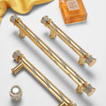 Luxury Gold Metal Cabinet Handles Crystal Drawer Pulls Art Deco Glamorous Dresser Knobs Modern Classic Furniture Hardware Kitchen Handles