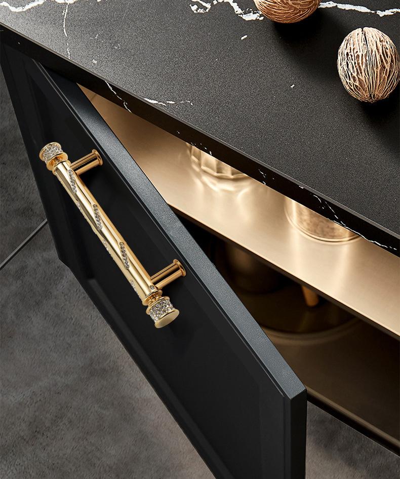 Luxury Gold Metal Cabinet Handles Crystal Drawer Pulls Art Deco Glamorous Dresser Knobs Modern Classic Furniture Hardware Kitchen Handles