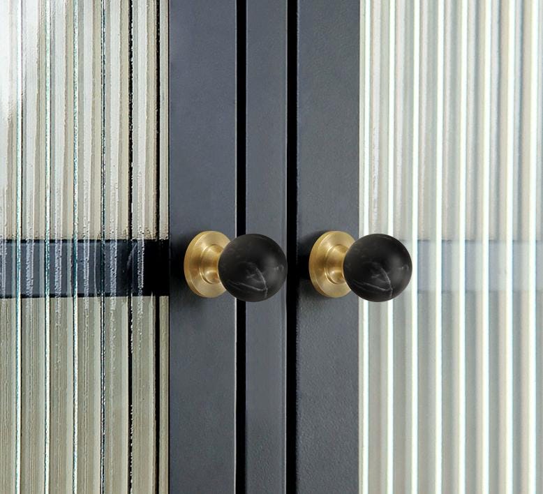 Solid Brass Round Cabinet Pulls & Knobs - Neoclassical Hardware - view 9