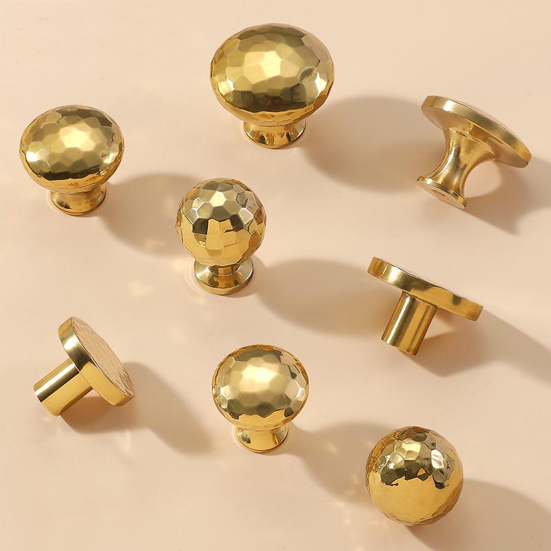 Hammered Gold Solid Brass Cabinet Knobs Modern Drawer Pulls Loft Furniture Handles Round Door Knobs Handcrafted Art Deco Hardware Decor