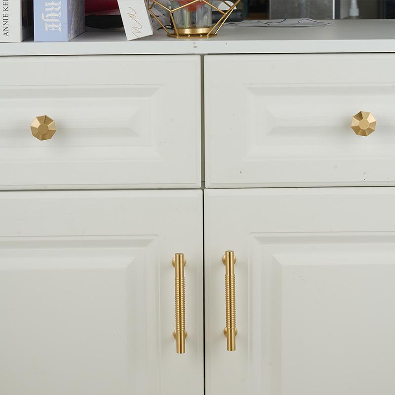 Solid Brass Cabinet Handles Knobs Mixed Shapes Gold Finish Drawer Pulls for Kitchen Wardrobe Cupboard Dresser Furniture Modern Hardware Set