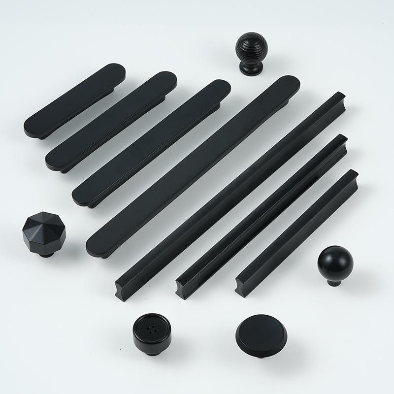 Matte Black Solid Brass Cabinet Handles Knobs Modern Minimalist Drawer Pulls for Kitchen Wardrobe Dresser Furniture Hardware