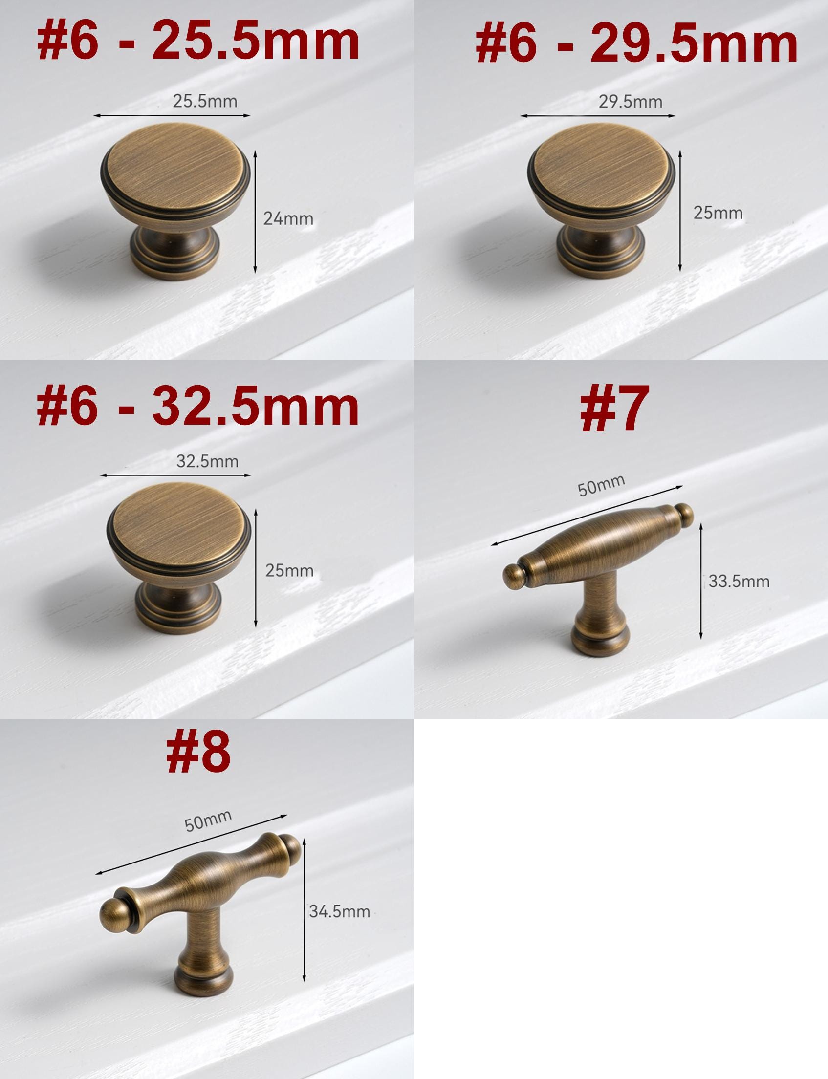 Solid Brass Vintage Cabinet Pulls & Knobs - Bronze Finish Hardware - #1 - 31mm / 1pc