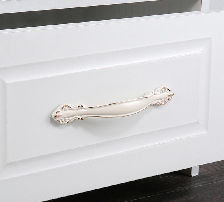 Vintage Baroque Metal Cabinet Handles Classic Drawer Pulls Gold Bronze Black Copper Ivory Furniture Knobs Retro Floral Door Hardware