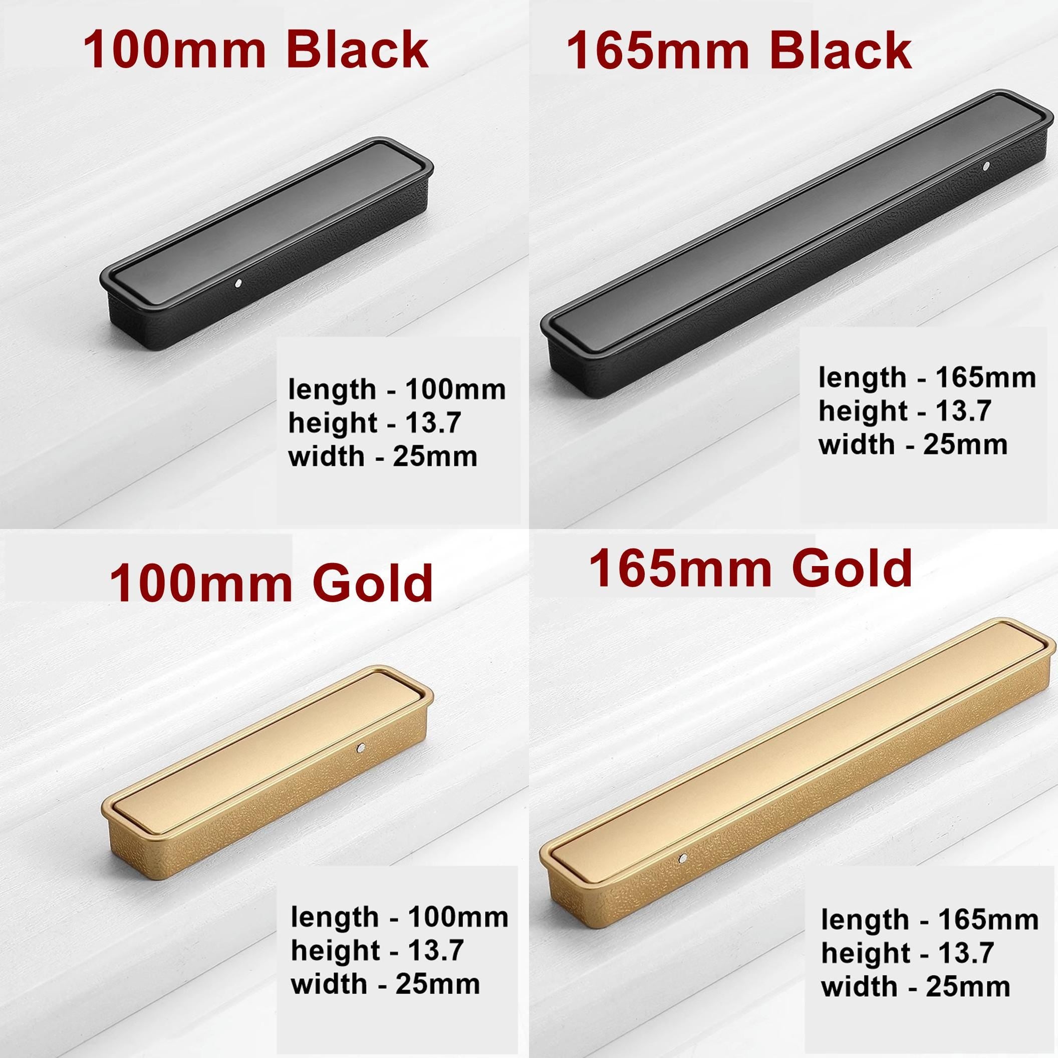 Modern Minimalist Rectangular Metal Cabinet Handles Matte Black Satin Gold Drawer Pulls Furniture Knobs Kitchen Wardrobe Door Hardware