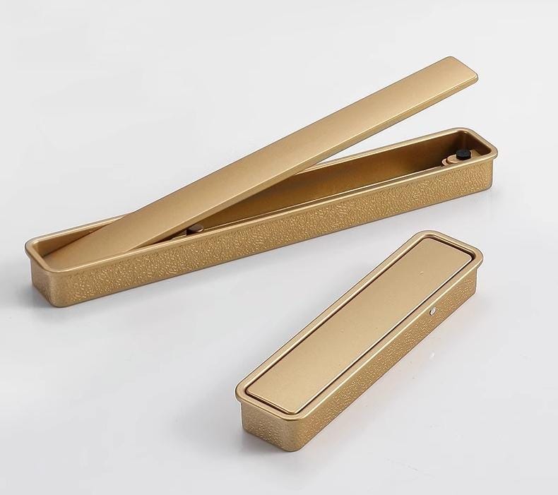 Modern Minimalist Rectangular Metal Cabinet Handles Matte Black Satin Gold Drawer Pulls Furniture Knobs Kitchen Wardrobe Door Hardware