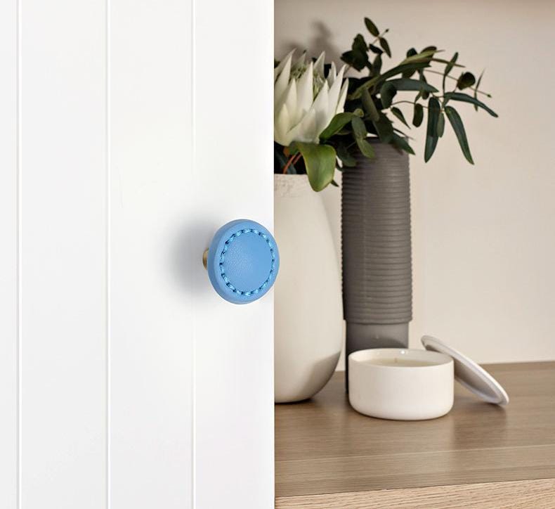 Leather Metal Cabinet Knobs for Kids Room Heart Round Square Drawer Pulls Colorful Modern Wardrobe Handles Soft Touch Furniture Hardware