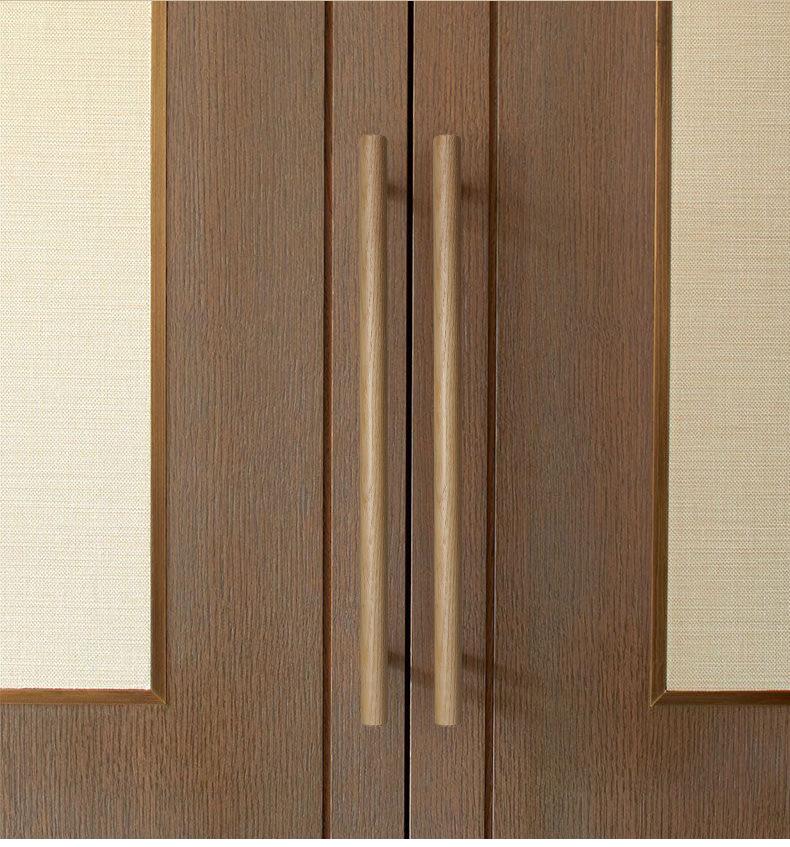Scandinavian Wooden Metal Cabinet Handles Japandi Style Drawer Pulls Minimalist Natural Wood Knobs for Kitchen Wardrobe Furniture