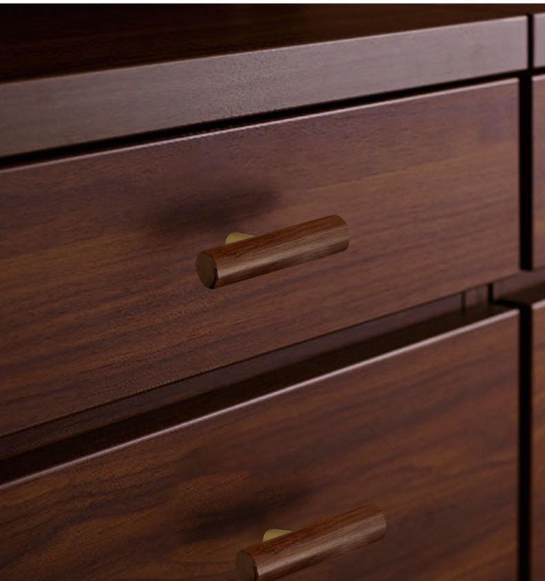 Scandinavian Wooden Metal Cabinet Handles Japandi Style Drawer Pulls Minimalist Natural Wood Knobs for Kitchen Wardrobe Furniture