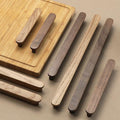 Minimalist Wooden Metal Cabinet Handles Japandi Drawer Pulls Scandinavian Solid Wood Knobs for Kitchen Wardrobe Furniture Closet Drawers