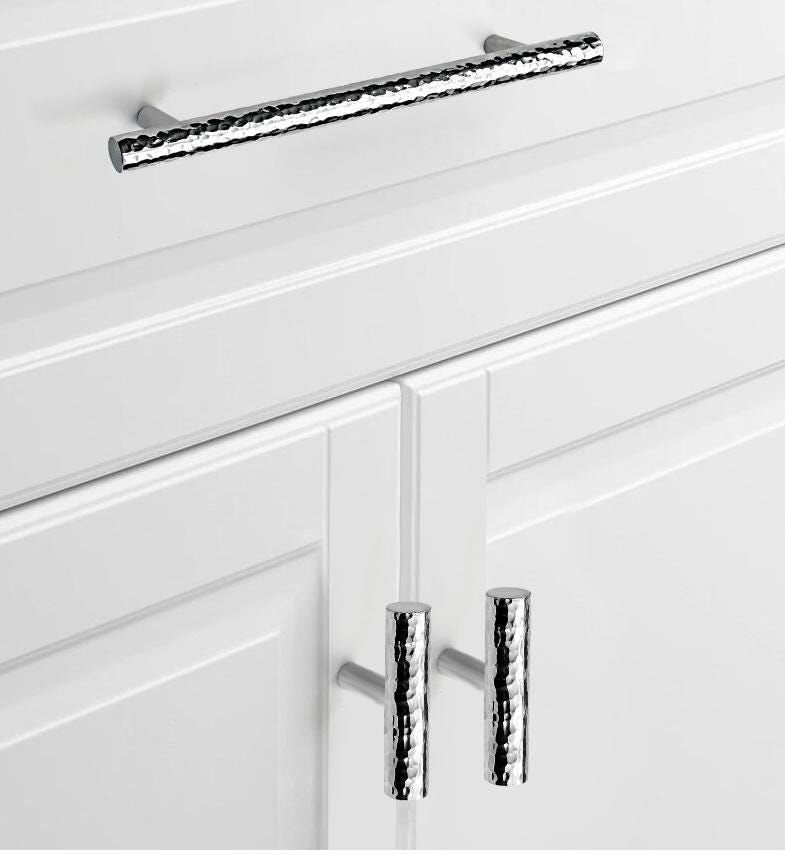 Modern Textured Chrome Solid Brass Cabinet Handles High Tech Drawer Pulls Minimalist Metal Knobs Kitchen Wardrobe Closet Furniture Drawers