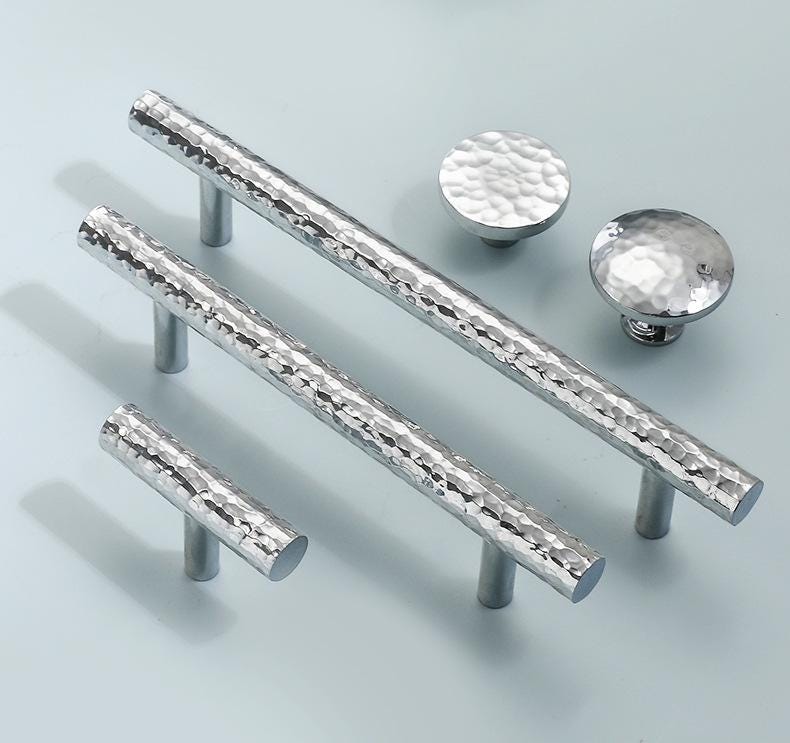 Modern Textured Chrome Solid Brass Cabinet Handles High Tech Drawer Pulls Minimalist Metal Knobs Kitchen Wardrobe Closet Furniture Drawers