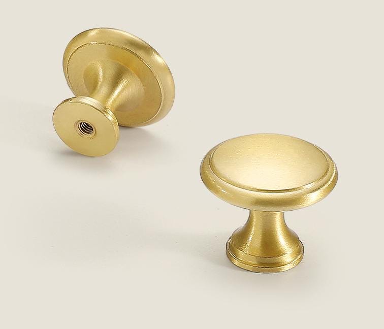 Gold Solid Brass Cabinet Knobs Classic Art Deco Drawer Pulls Vintage Style Furniture Handles Kitchen Wardrobe Dresser Closet Modern Hardware