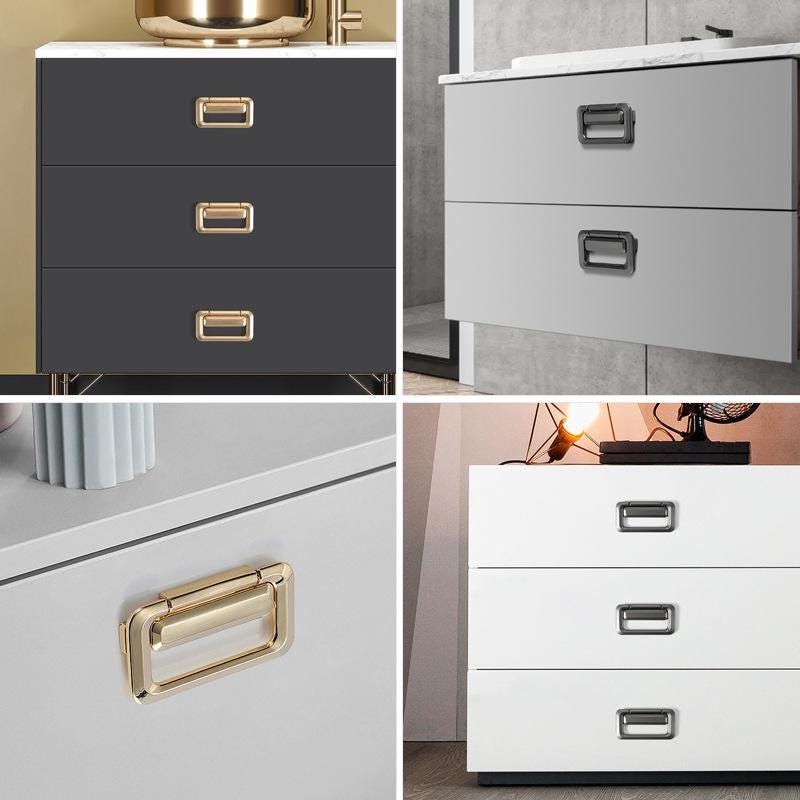 Modern Rectangle Drawer Pulls Minimalist Metal Cabinet Handles Contemporary Closet Knobs Metal Furniture Hardware Kitchen Wardrobe Dresser