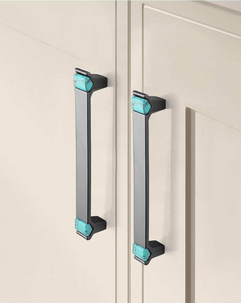 Modern Art Deco Drawer Pulls Minimalist Metal Cabinet Handles Industrial Kitchen Wardrobe Closet Dresser Knobs Turquoise Accent Furniture