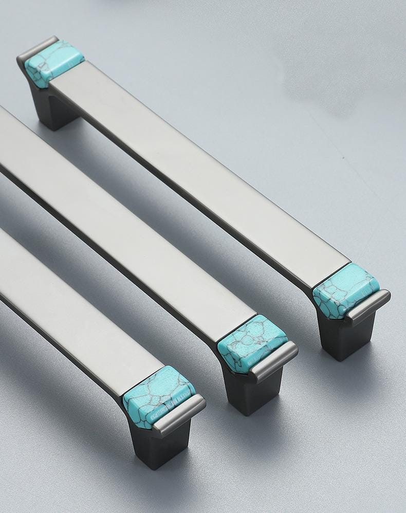Modern Art Deco Drawer Pulls Minimalist Metal Cabinet Handles Industrial Kitchen Wardrobe Closet Dresser Knobs Turquoise Accent Furniture