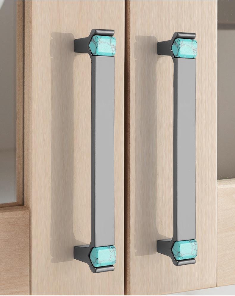 Modern Art Deco Drawer Pulls Minimalist Metal Cabinet Handles Industrial Kitchen Wardrobe Closet Dresser Knobs Turquoise Accent Furniture