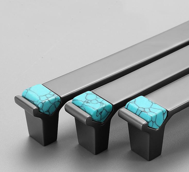 Modern Art Deco Drawer Pulls Minimalist Metal Cabinet Handles Industrial Kitchen Wardrobe Closet Dresser Knobs Turquoise Accent Furniture