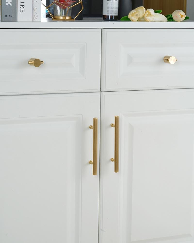 Solid Brass Cabinet Handles Knobs Ring Pulls Brushed Gold Furniture Hardware Kitchen Closet Drawer Modern Minimalist Interior Decor