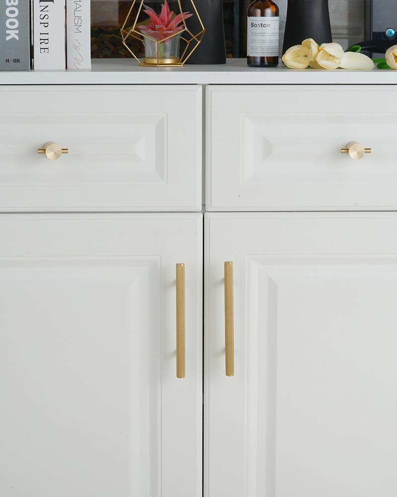 Solid Brass Cabinet Handles Knobs Ring Pulls Brushed Gold Furniture Hardware Kitchen Closet Drawer Modern Minimalist Interior Decor