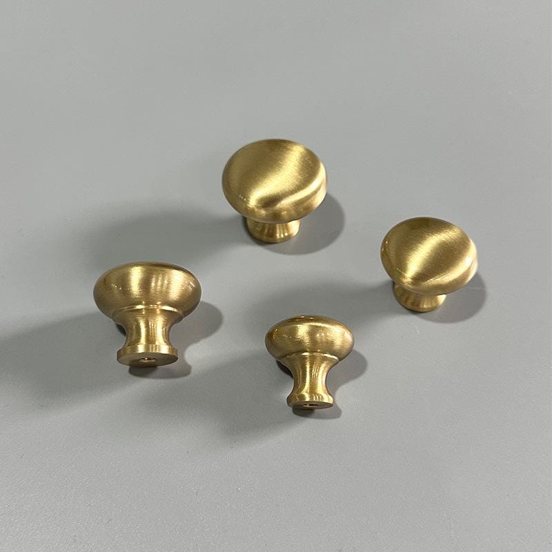 Solid Brass Cabinet Knobs Mushroom Style Drawer Pulls Vintage Gold Black Chrome Handles Kitchen Dresser Wardrobe Furniture Cupboard Doors