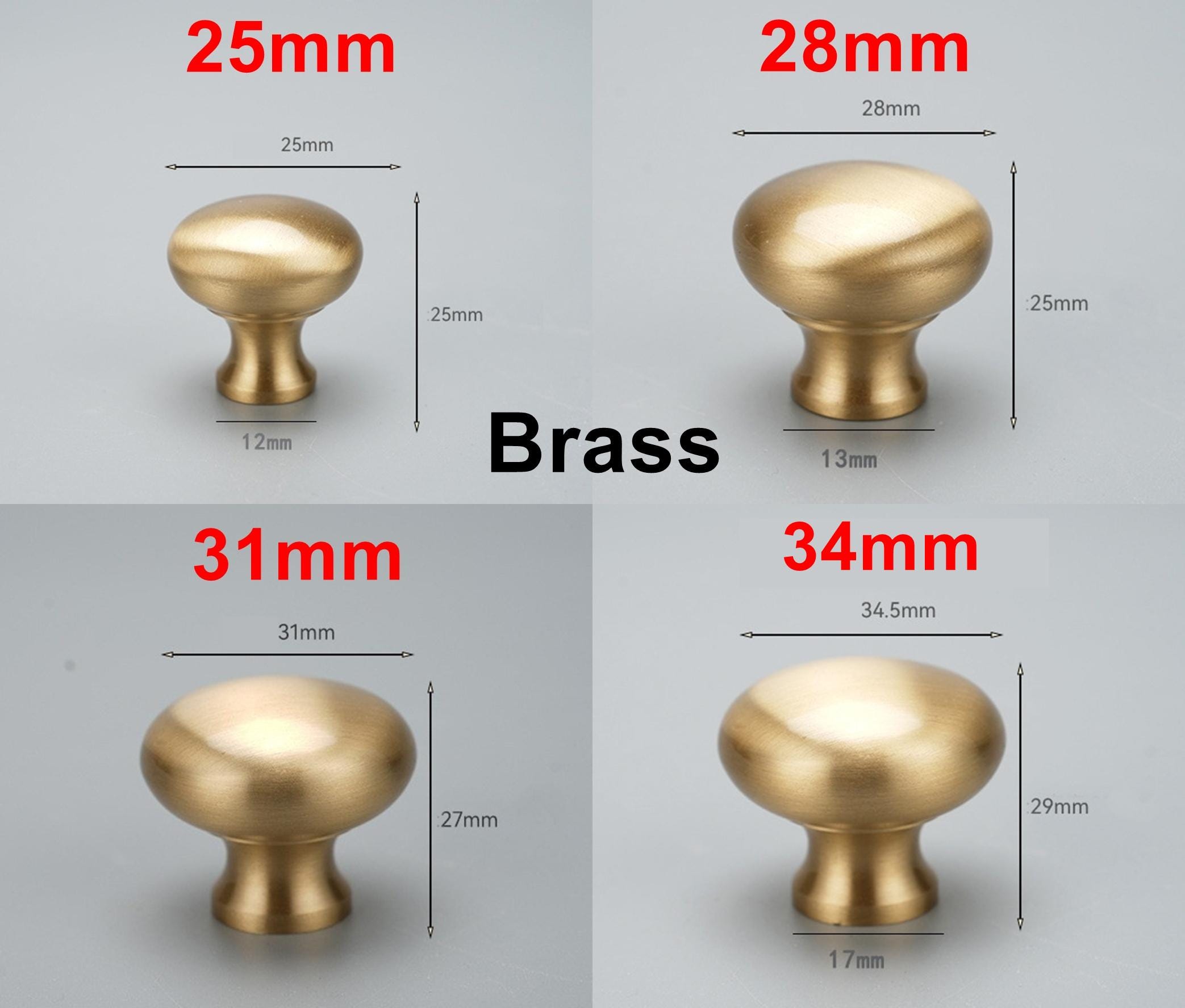 Solid Brass Cabinet Knobs Mushroom Style Drawer Pulls Vintage Gold Black Chrome Handles Kitchen Dresser Wardrobe Furniture Cupboard Doors