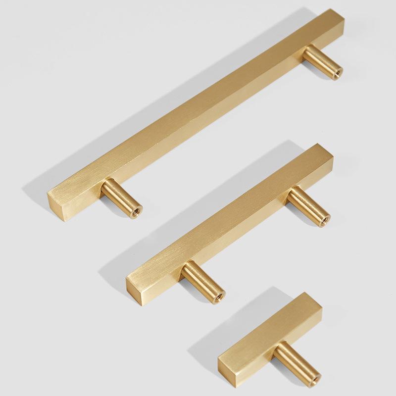 Solid Brass Square Drawer Handles Cabinet Pulls Dresser Knobs Furniture Hardware Kitchen Cupboard Wardrobe Minimalist Modern Gold Design