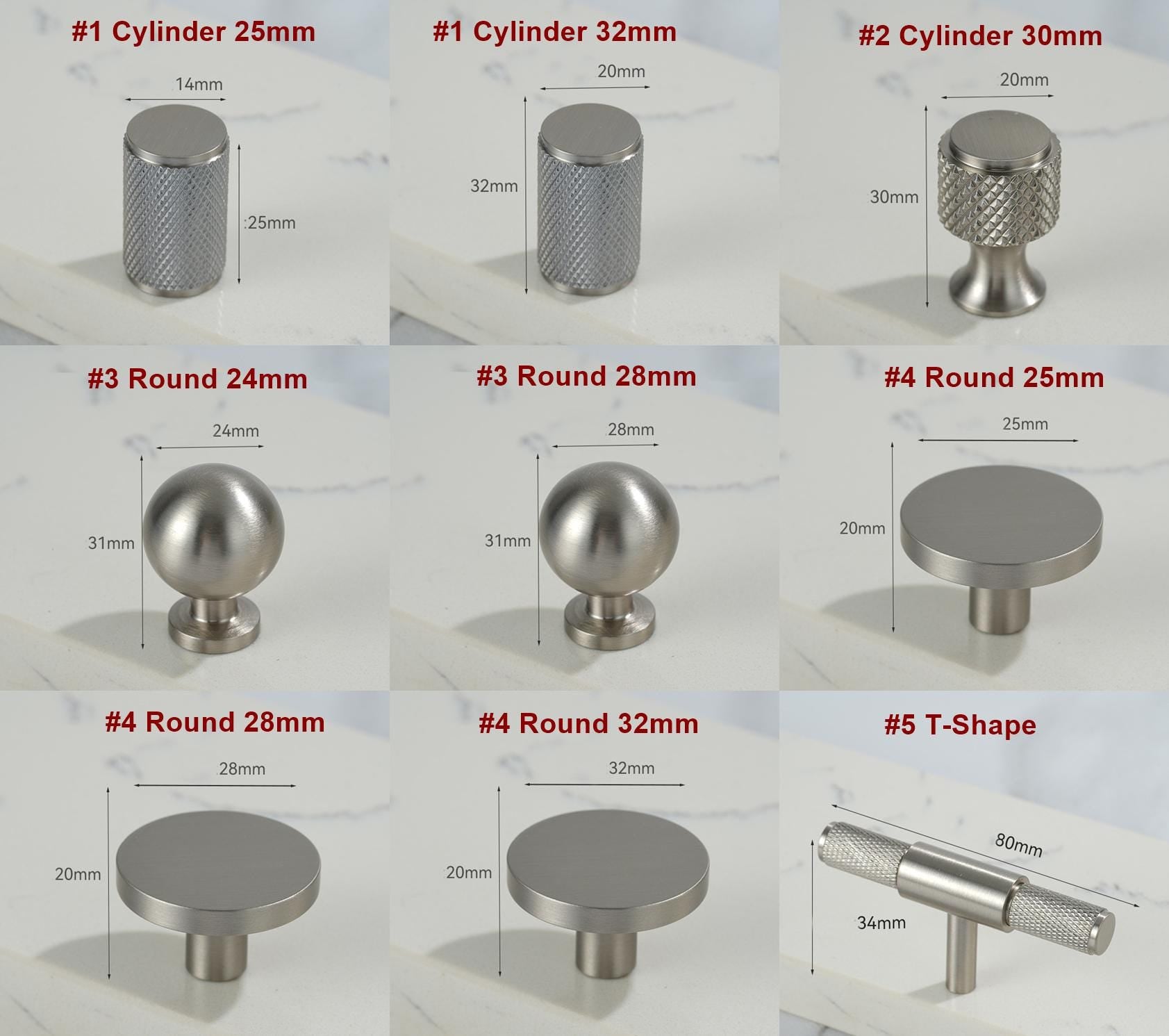 Solid Brass Knurled Texture Cabinet Handles Drawer Pulls Wardrobe Knobs Matte Nickel Finish Furniture Hardware Modern Industrial Style