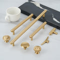 Solid Brass Square Cabinet Pulls & Knobs - Brushed Gold Finish - #1 / 1pc