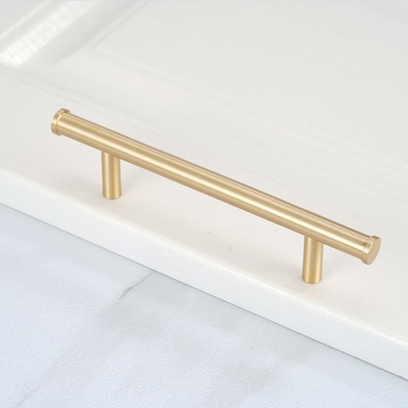 Solid Brass Cabinet Handles and Knobs Brushed Gold Modern Drawer Pulls for Kitchen Cupboards Furniture Wardrobes Interior Decorative Design