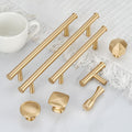 Solid Brass Cabinet Handles and Knobs Brushed Gold Modern Drawer Pulls for Kitchen Cupboards Furniture Wardrobes Interior Decorative Design