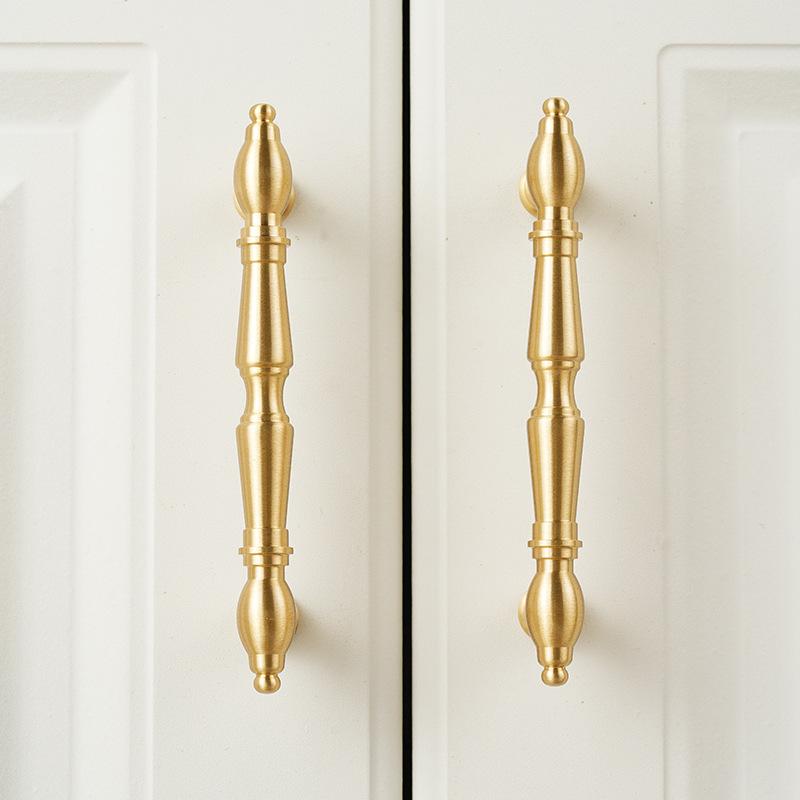Solid Brass Gold Cabinet Handles Vintage Drawer Pulls Classical Style Furniture Knobs Elegant Wardrobe Hardware for Kitchen or Living Room