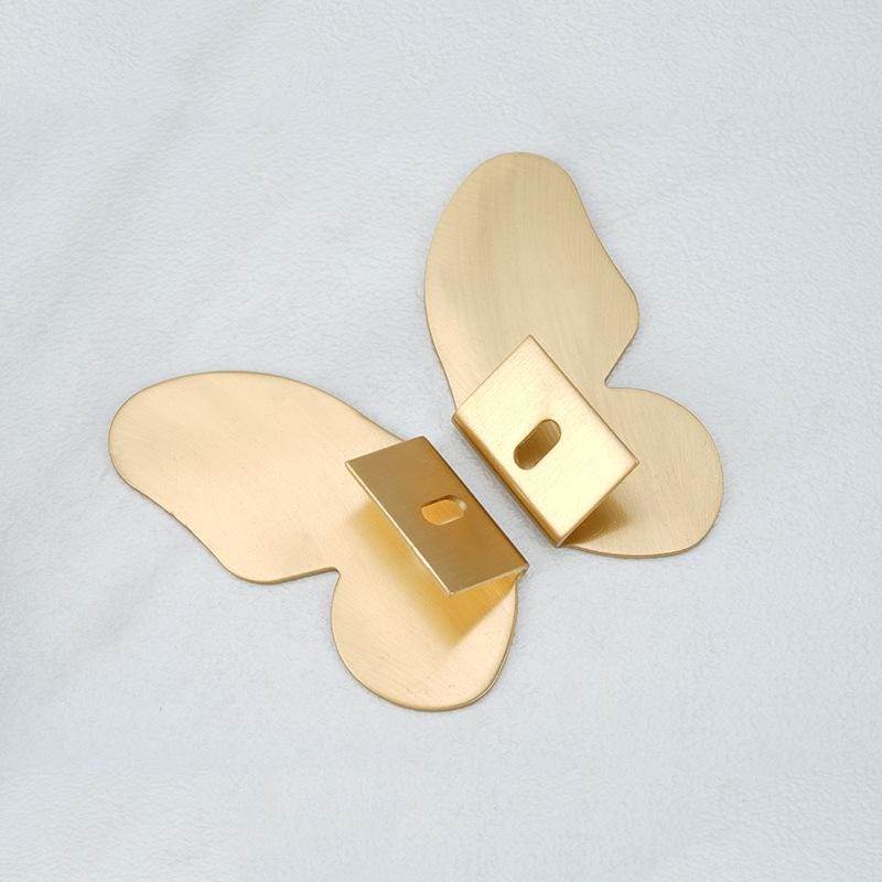 Solid Brass Butterfly Cabinet Knobs Modern Art Deco Drawer Pulls Designer Furniture Handles Kids Room Closet Dresser Decorative Handles