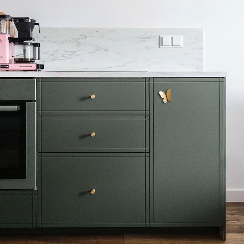 Solid Brass Butterfly Cabinet Knobs Modern Art Deco Drawer Pulls Designer Furniture Handles Kids Room Closet Dresser Decorative Handles