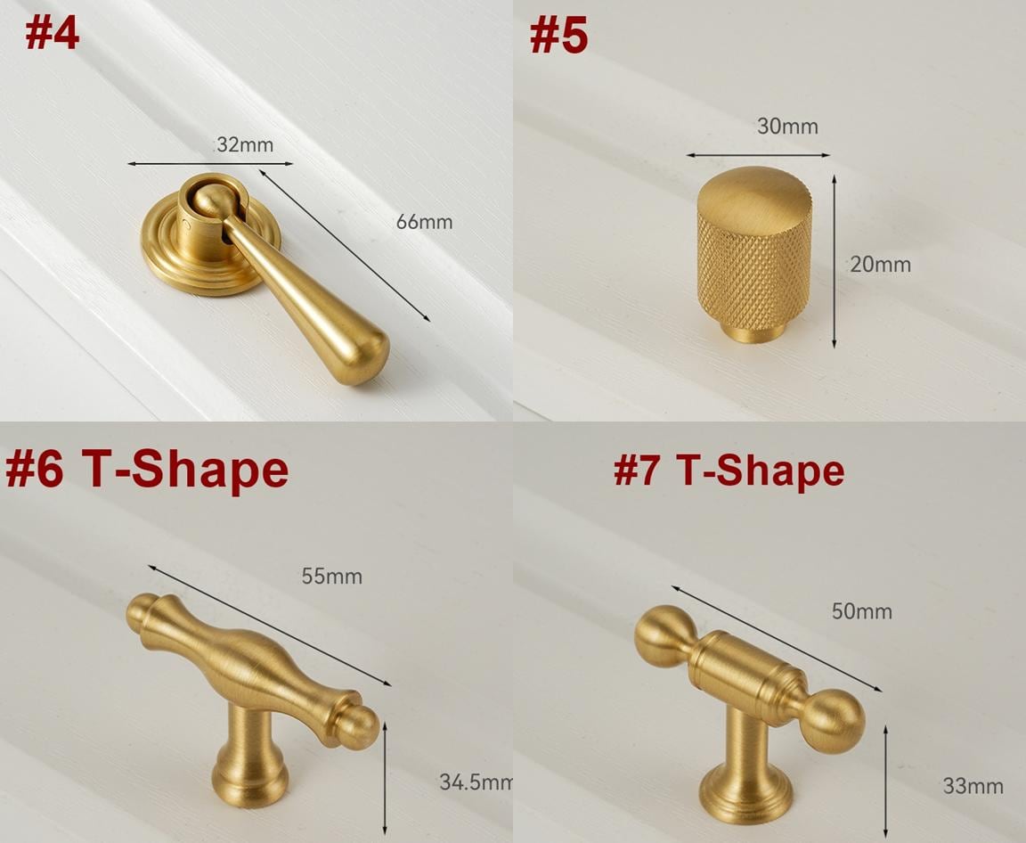 Solid Brass Art Deco Cabinet Pulls & Knobs - Gold Finish Hardware - #3 - 24mm / 1pc