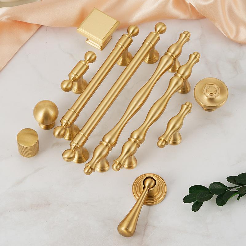 Classic Gold Solid Brass Cabinet Pulls and Knobs Set Elegant Brass Handles Drawer Cupboard Wardrobe Vintage Style Kitchen Furniture Hardware