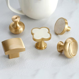 Solid Brass Round Cabinet Pulls & Knobs - Brushed Gold Finish - #4 - 64mm / 1pc