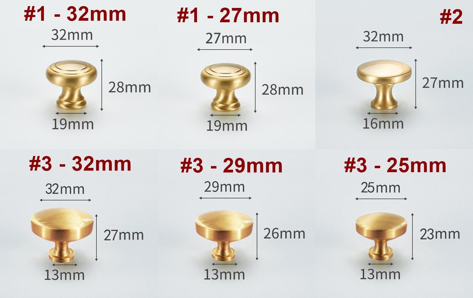 Brushed Solid Brass Gold Cabinet Knobs Modern Round Drawer Pulls for Dresser Wardrobe Kitchen Minimalist Furniture Handles