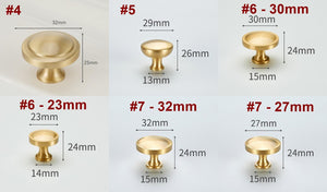 Solid Brass Round Cabinet Pulls & Knobs - Gold Finish for Cabinets - #2 / 1pc