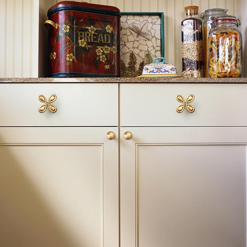 Brushed Solid Brass Gold Cabinet Knobs Modern Round Drawer Pulls for Dresser Wardrobe Kitchen Minimalist Furniture Handles