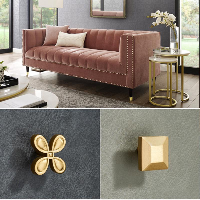 Brushed Solid Brass Gold Cabinet Knobs Modern Round Drawer Pulls for Dresser Wardrobe Kitchen Minimalist Furniture Handles