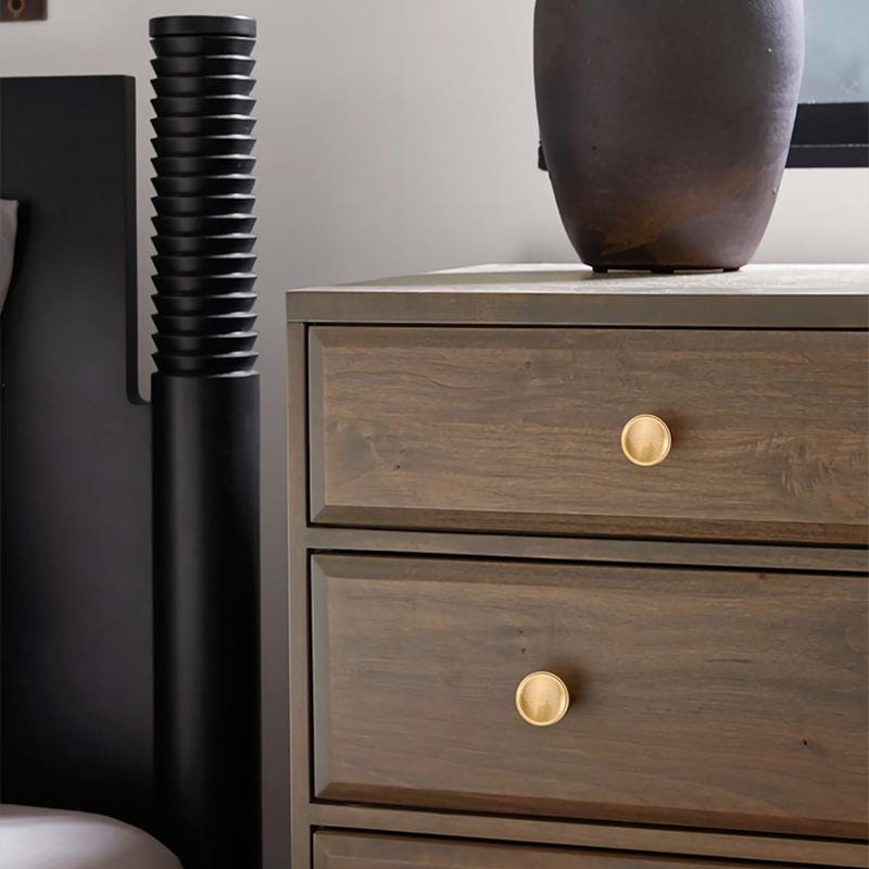 Brushed Solid Brass Gold Cabinet Knobs Modern Round Drawer Pulls for Dresser Wardrobe Kitchen Minimalist Furniture Handles