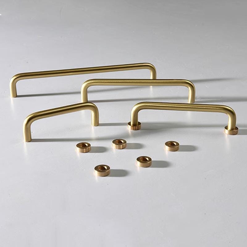 Solid Brass Round Cabinet Pulls & Knobs - Brushed Gold Finish - #3 - 96mm / 1pc