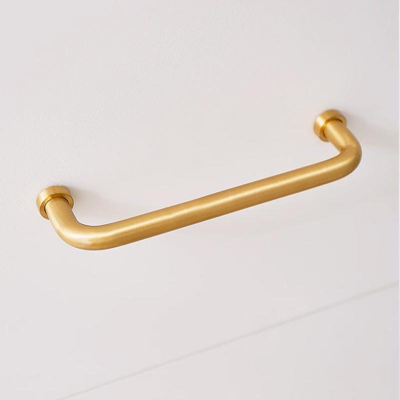 Solid Brass Round Cabinet Pulls & Knobs - Brushed Gold Finish - #3 - 160mm / 1pc