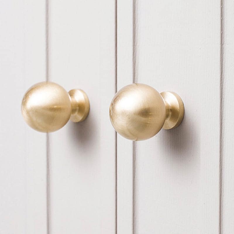 Solid Brass Round Cabinet Knobs in Brushed Gold Finish for Kitchen Cabinets Dressers and Wardrobes Modern Minimalist Hardware Pulls