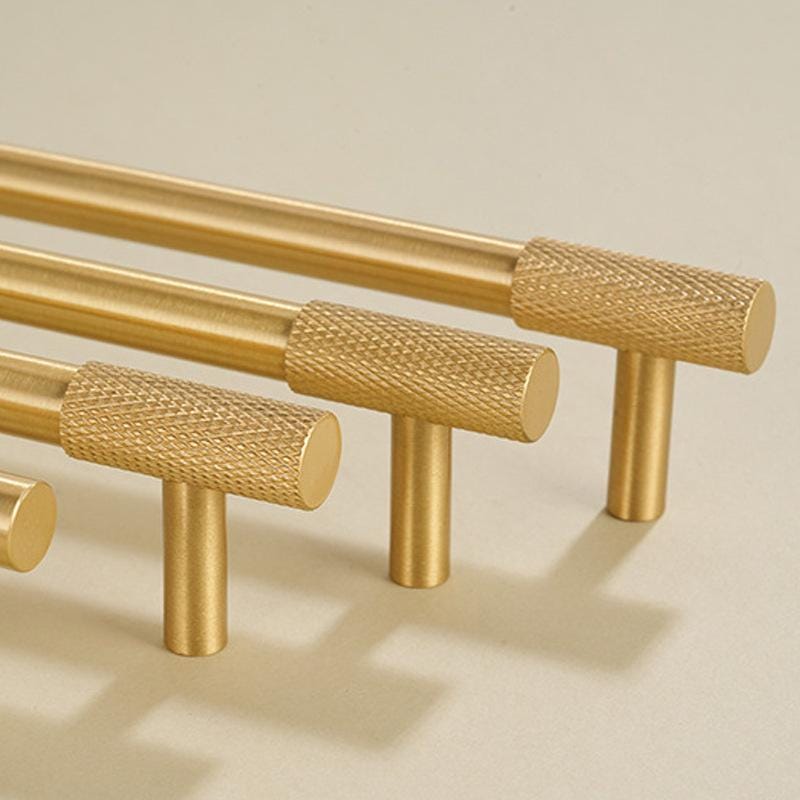 Solid Brass Cabinet Handles Gold Drawer Pulls Knurled Texture Knobs Modern Furniture Hardware for Kitchen Wardrobe Dresser Door Cupboard