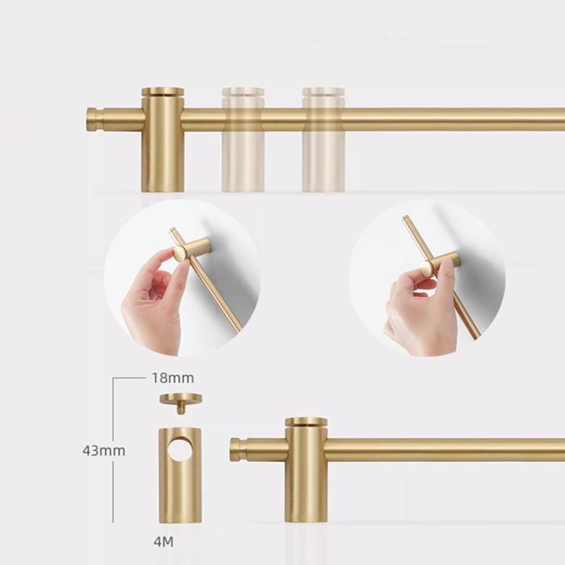 Solid Brass Cylinder Cabinet Pulls Minimalist Kitchen Handles T Knobs for Modern Drawers Wardrobes Cupboards in Gold Finish