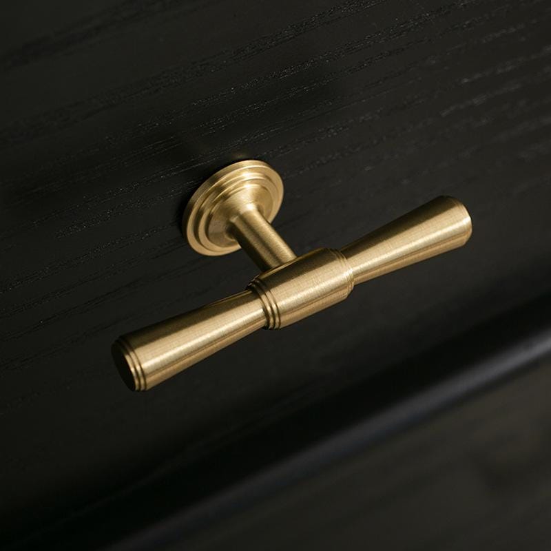 Solid Brass Drawer Pulls Gold Cabinet Handles Vintage Style T Bar Wardrobe Knobs Kitchen Cupboard Handles Brushed Finish Luxury Design