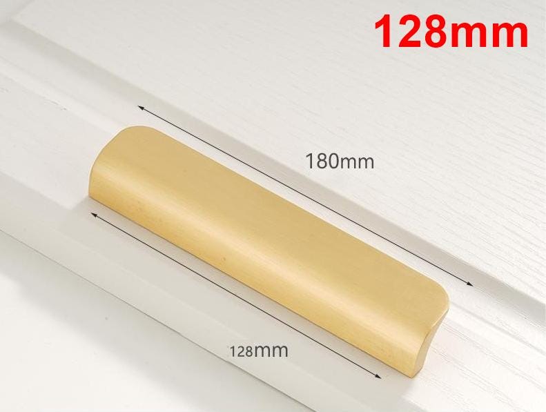 Solid Brass Edge Pull Handles for Drawers Cabinets Kitchen Furniture Modern Minimalist Brushed Gold Hardware for Wardrobe Cupboard Doors