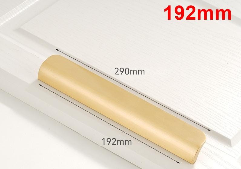 Solid Brass Edge Pull Handles for Drawers Cabinets Kitchen Furniture Modern Minimalist Brushed Gold Hardware for Wardrobe Cupboard Doors